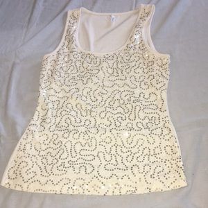 Sequin white tank top